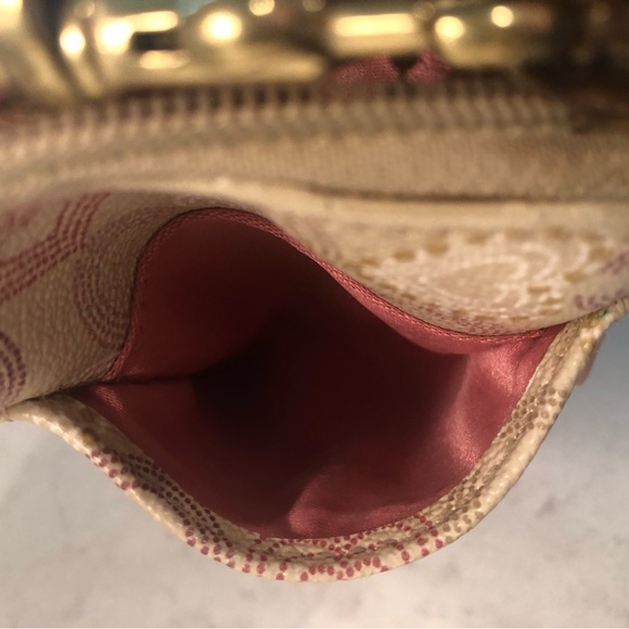 COACH Pink & Gold Op Art Signature Heart Coated Canvas & Leather Wristlet Wallet - Picture 9 of 16